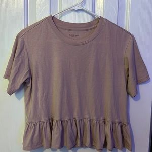 Girls pink crop top with ruffle bottom “short sleeve”